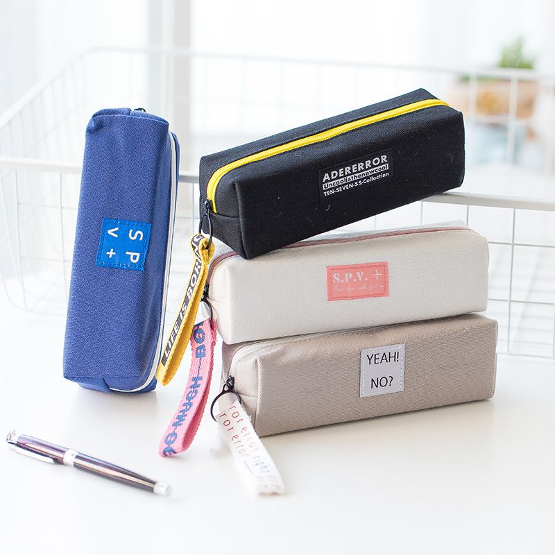 咔巴熊筆袋女簡約小清新可愛帆布鉛筆盒文具袋男初中學生個性韓版