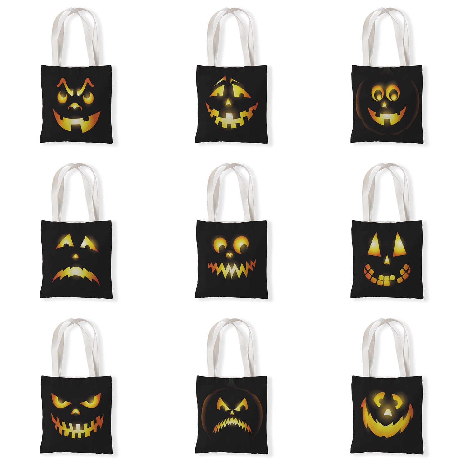 万圣节南瓜彩印印花单肩学生帆布袋小手拎女包零钱袋休闲百搭包