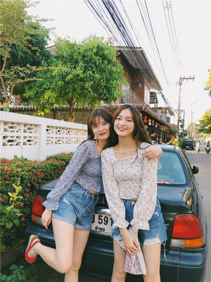 韩版碎花长袖女装2020秋款时尚显瘦雪纺衫复古百搭上衣 8926|ms