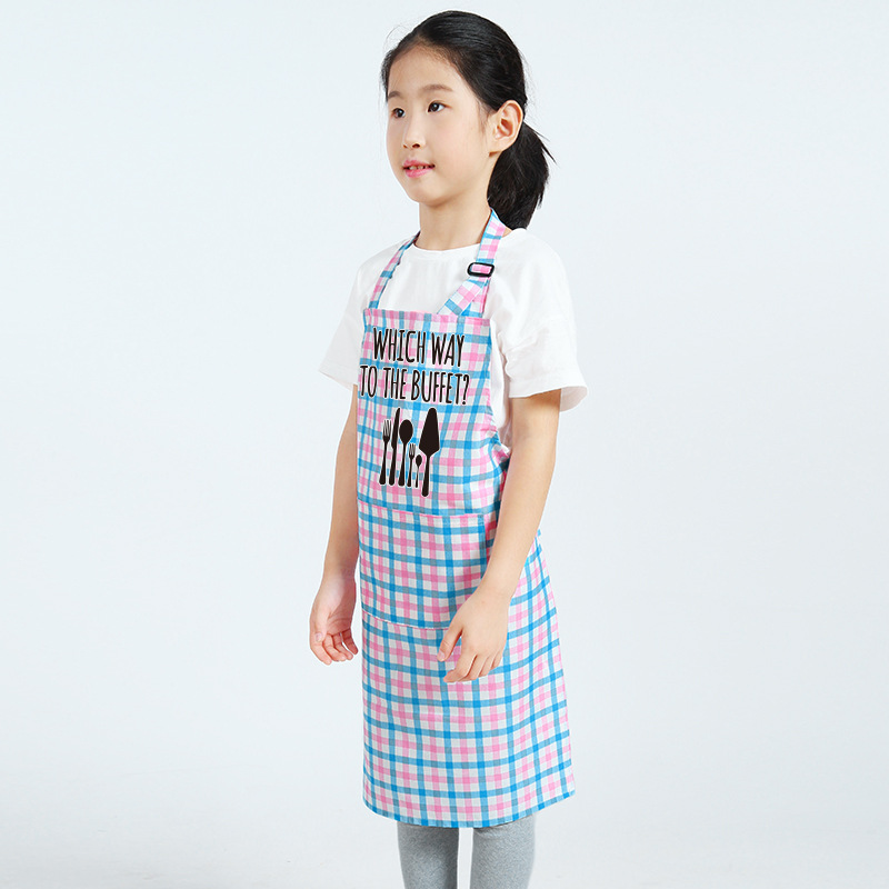 Niños delantal niños y niñas pintura hecha a mano pintura lienzo coreano moda Plaid delantal de los niños overall verano