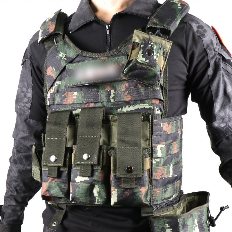 1000D尼龙快拆多兜透气虎斑迷彩军迷多功能战术背心马甲户外装备|ru