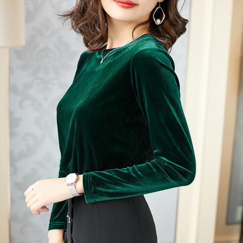 金絲絨打底衫女2020秋冬新款加厚修身長袖保暖衛衣內搭大碼上衣潮