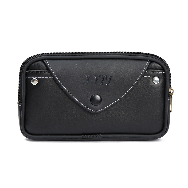 New Selling Male Casual Elephant Pattern Single Buckle Waist Pack Single Buckle Ultra-Thin Leather Mobile Phone Bag With Zipper undefined