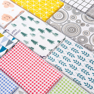 棉麻布料亞麻布花布格子桌布背景布ins風沙發面料diy布頭清倉處理