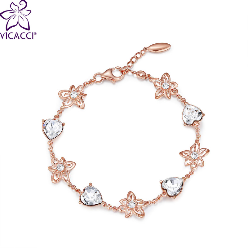 Vikaki 18K Rose Gold Bauhinia Bracelet Uses Swarovski Crystal Elements