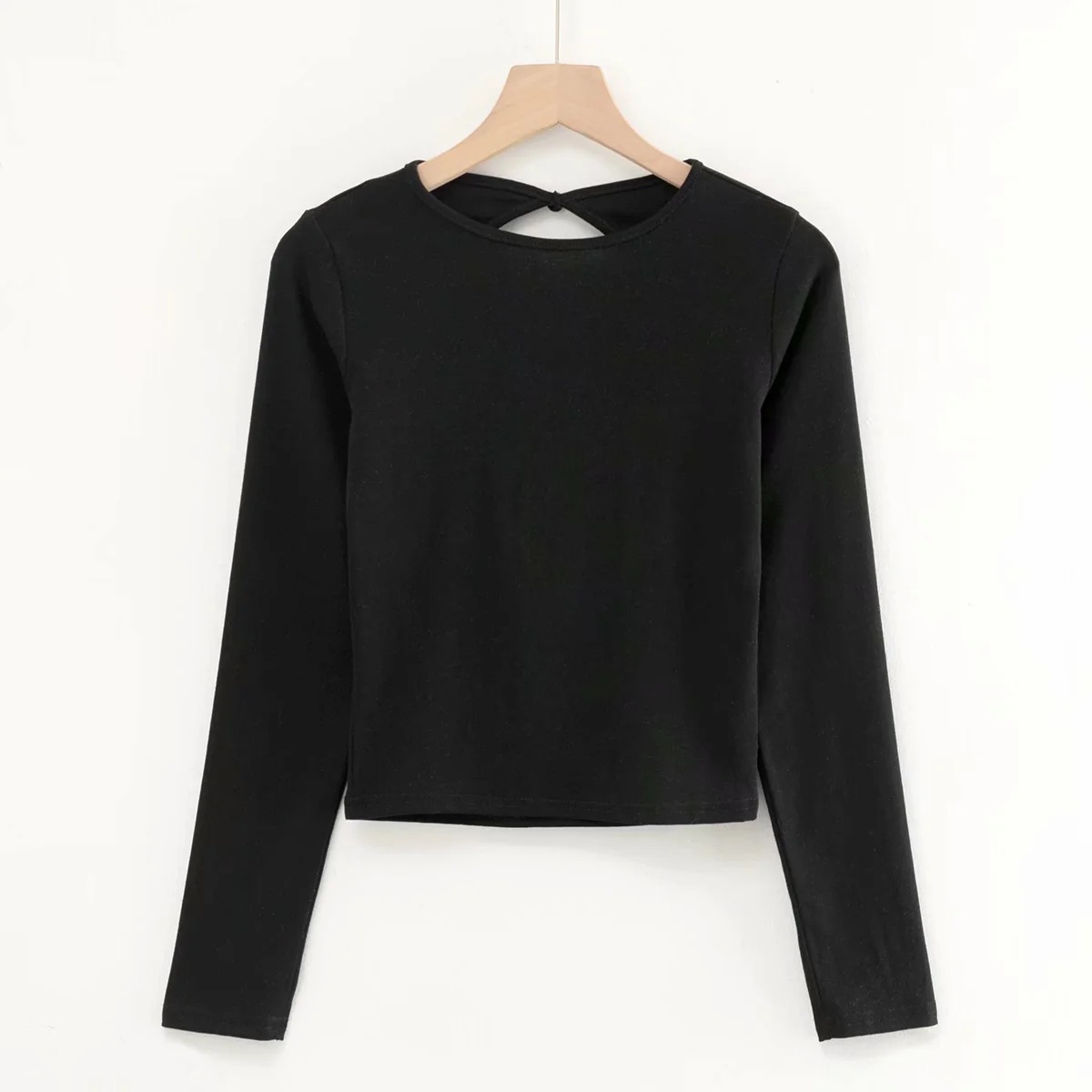 cut out back long-sleeved T-shirt  NSAC35439