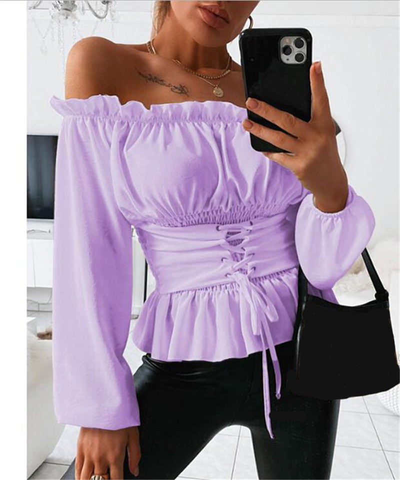 Women's Gender Fashion Style Wholesale Women's Fashion Solid Color Long Sleeve Blouses