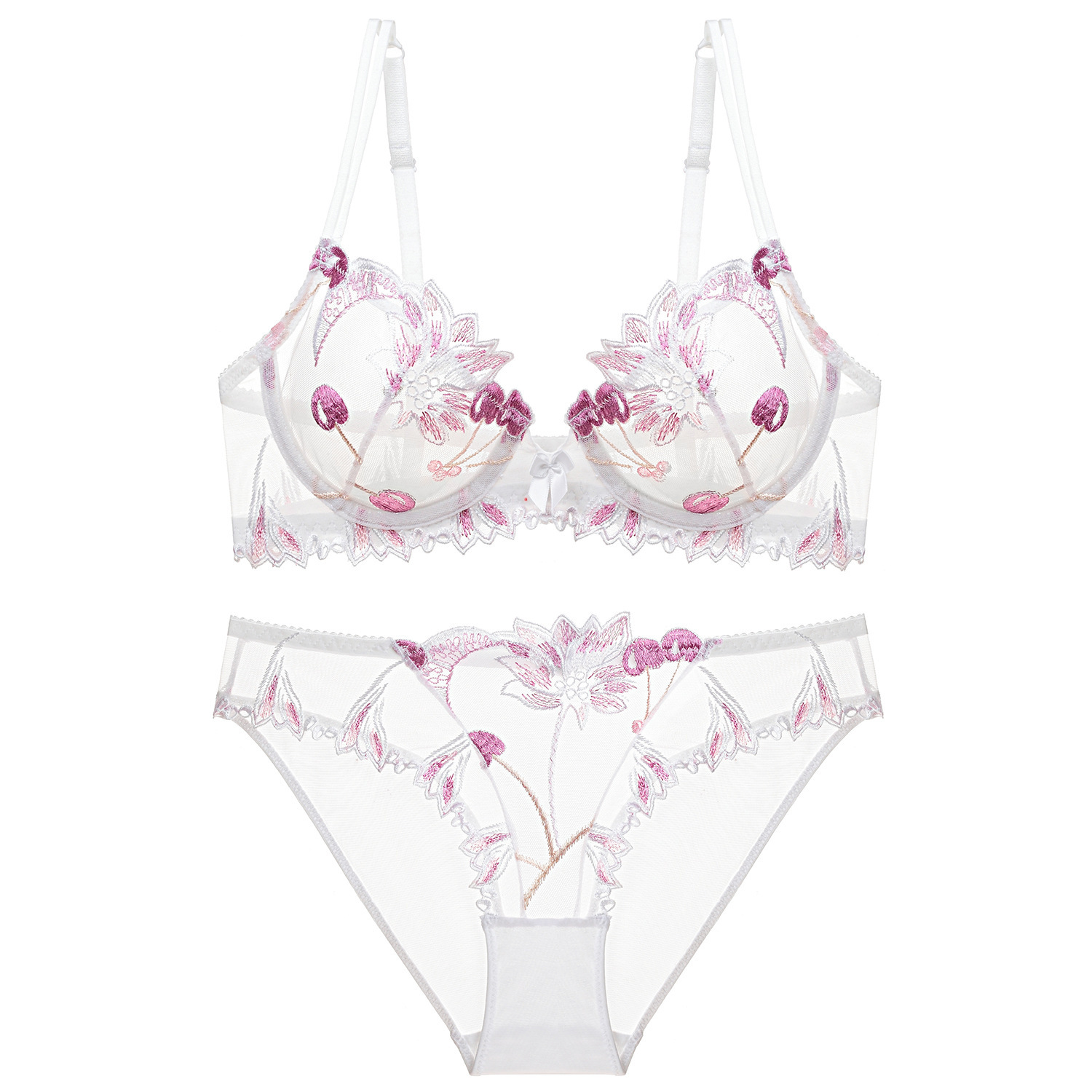 Sous-vêtements Super Sexy brodés transparents avec grande poitrine et petit ensemble de soutien-gorge pour femmes UP9002_voghion.com
