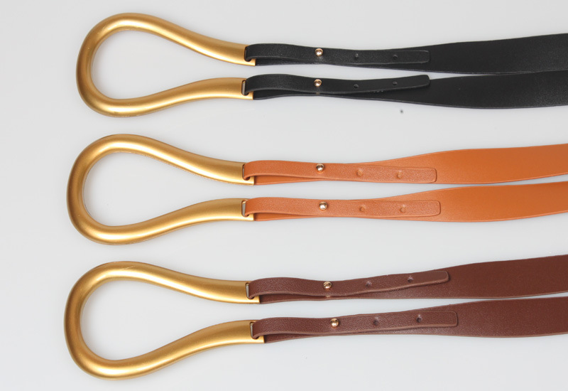 90g Weight Women'S Gender Khaki, Coffee, Grey, White, Black Color Fashion Large Metal Horseshoe Buckle Double Belt 无