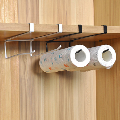 立式纸巾架厨房挂架橱柜卷纸置物架神器免打孔壁挂式保鲜膜收纳架|ms