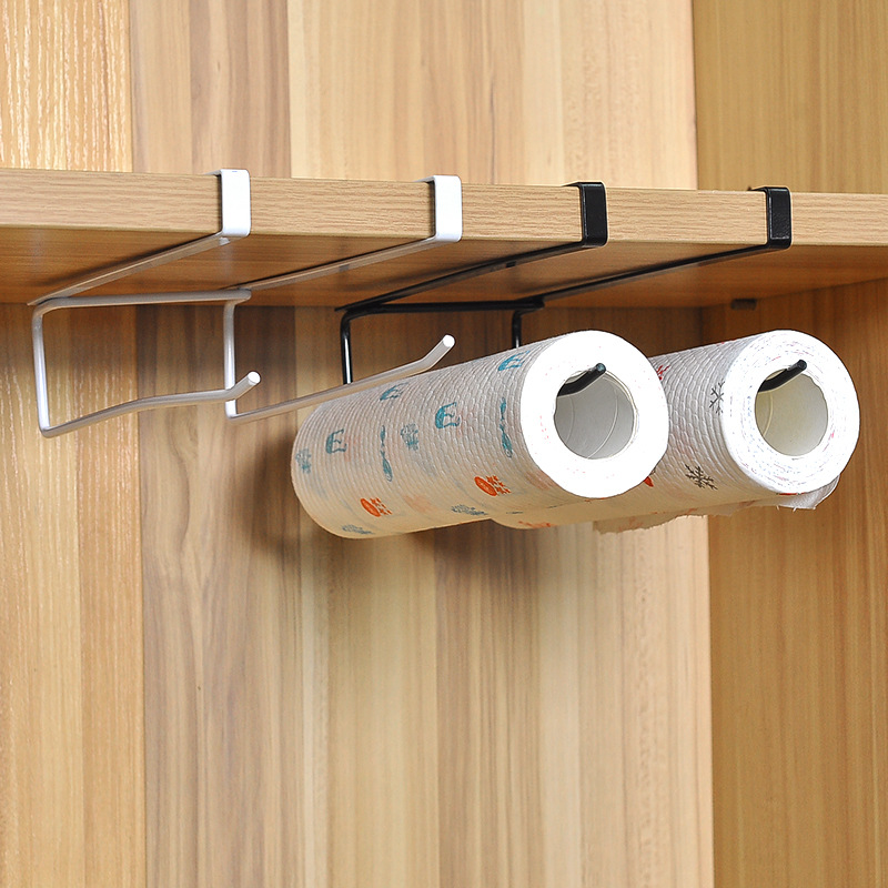 立式纸巾架厨房挂架橱柜卷纸置物架神器免打孔壁挂式保鲜膜收纳架|ms