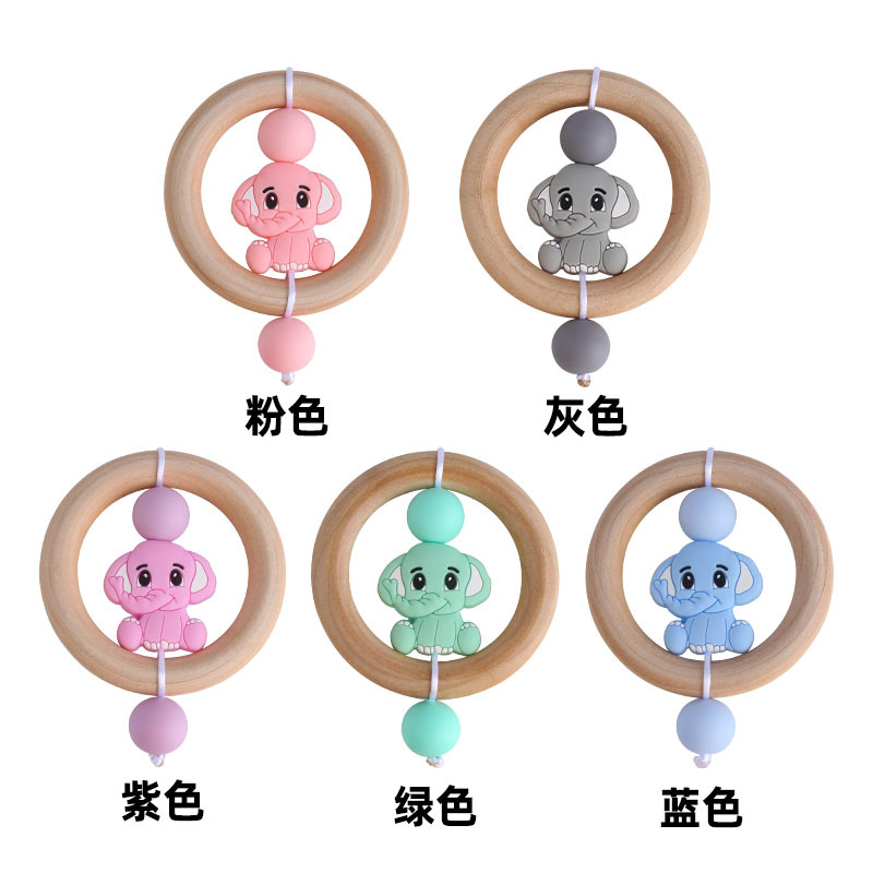 Bebé agarre de la mano de madera ejercicio agarre juguete mordedor creativo de silicona elefante juguete bebé mordedor palo dientes Shaper