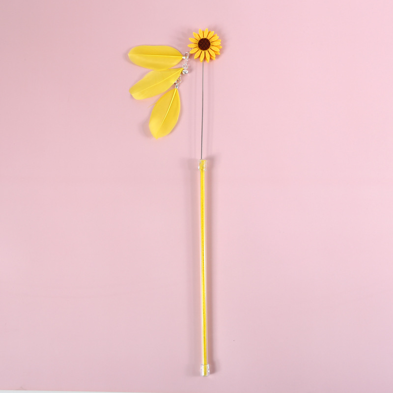 Hada divertido gato palo campana hecho a mano girasol gato juguete Margarita pluma mascota entrenamiento interactivo comercio exterior