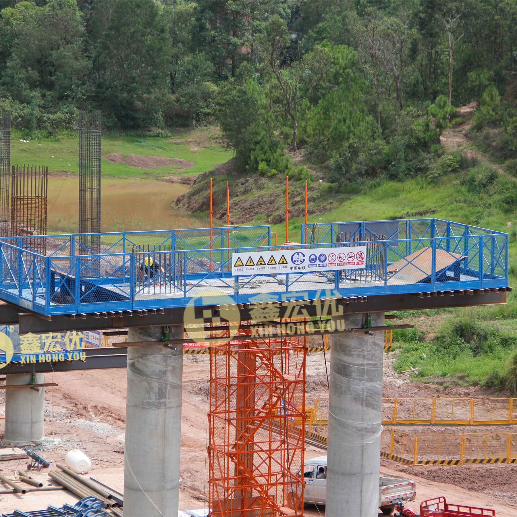 开平宏优桥梁施工防护平台 盖梁平台 方形装配式安全作业施工平台