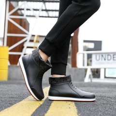 Men's Four-Season Korean Short-Height Low-Cut Fashion Fleece-Lined Rain Boots: Non-Slip, Wear-Resistant Water Shoes for Work and Waterproof Rubber Boots