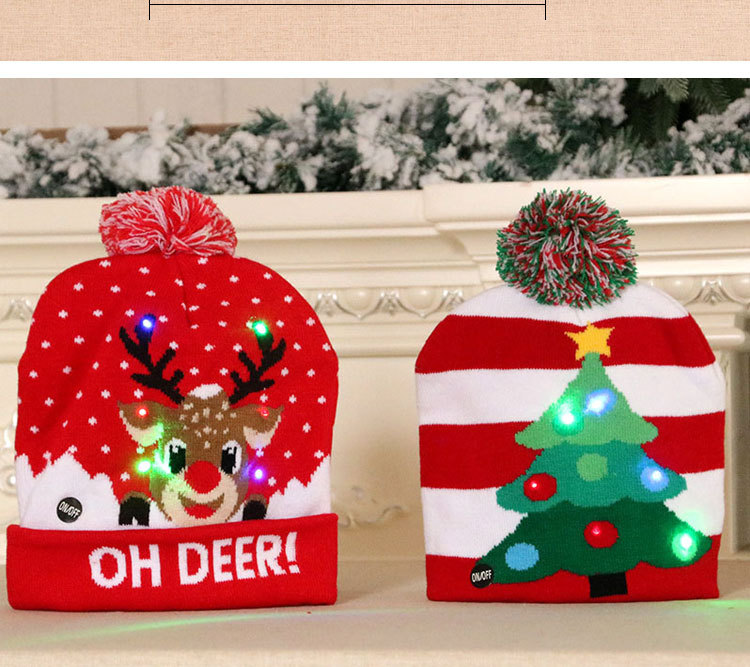 New Knitted Woolen Colorful Luminous Knitted Christmas Hat display picture 4