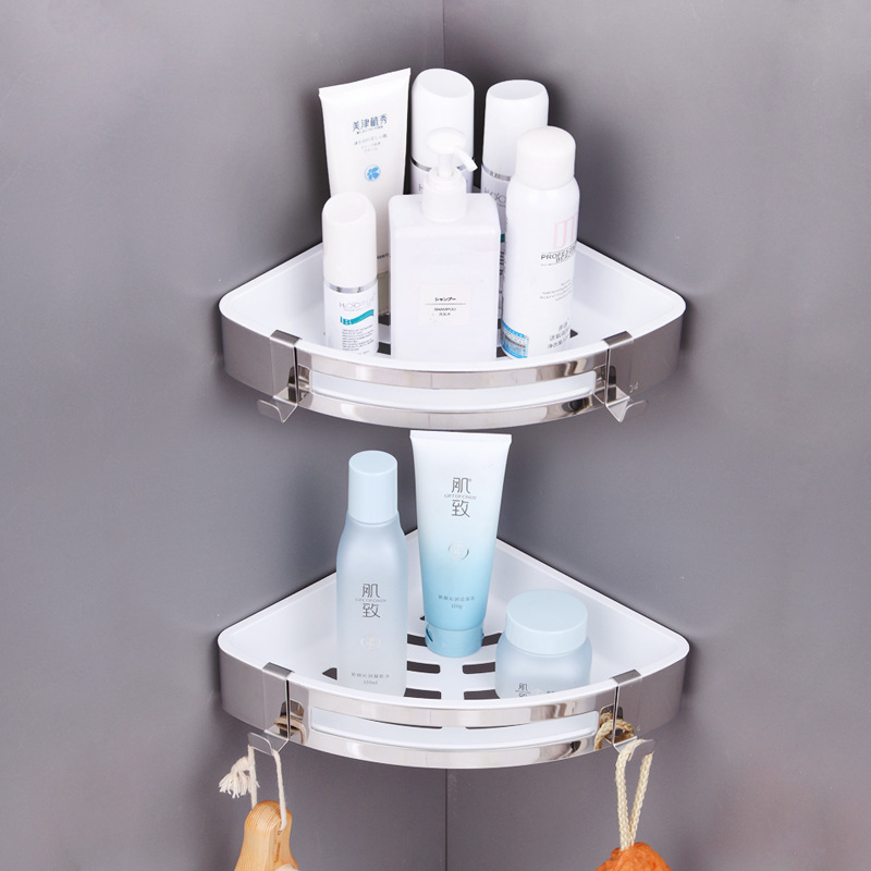 Bathroom Storage Rack Tripod Punch-free Bathroom Triangle Basket 304 Stainless Steel Bathroom Corner Wall Hanging