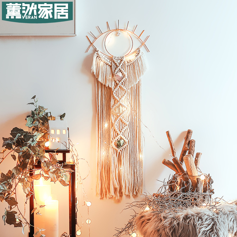 波西米亞編織挂毯眼睛臥室陽台客廳壁挂式摩洛哥風手工裝飾GT132