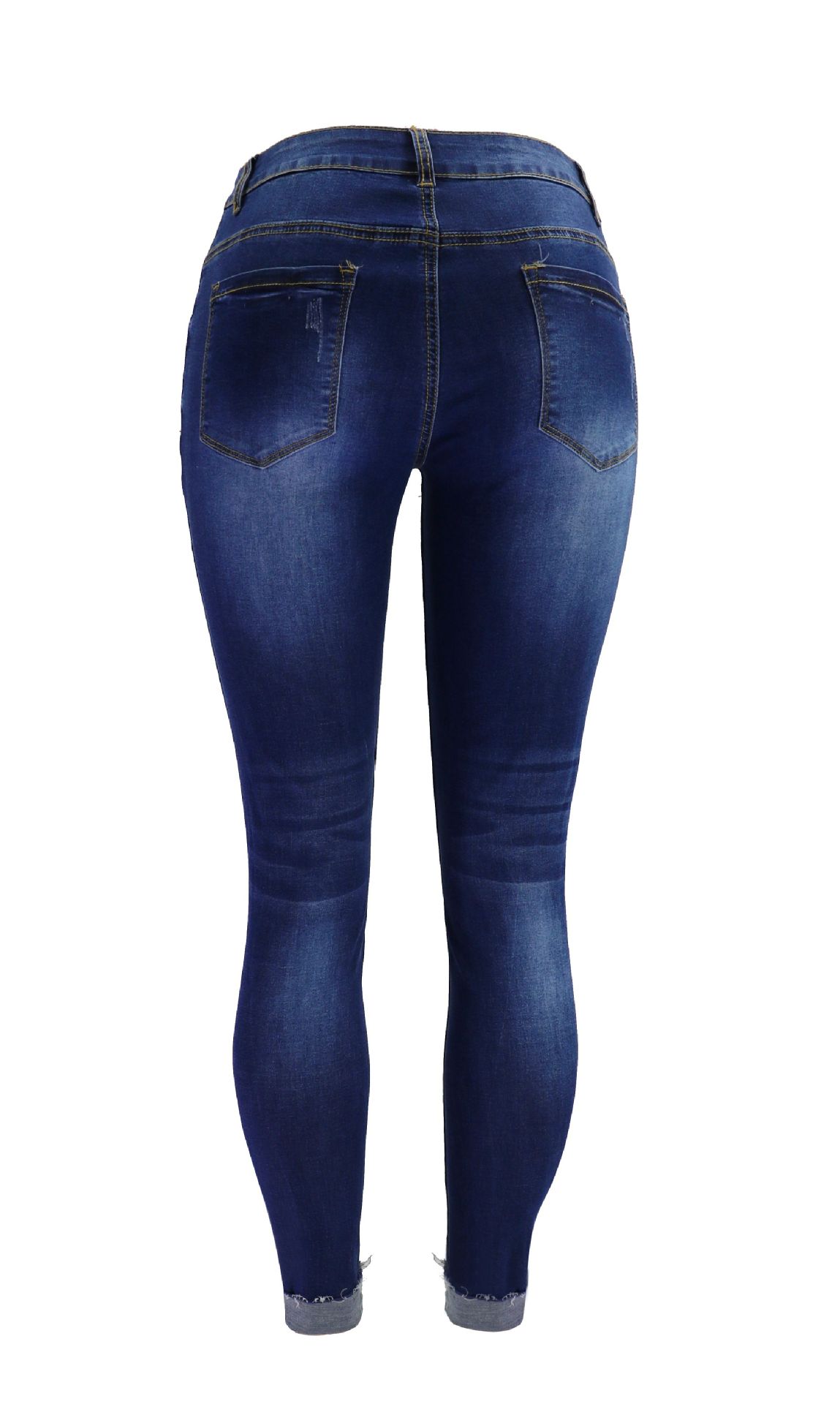Women's Straight Cropped Jeans Torn Distressed Denim Casual Trousers_voghion.com