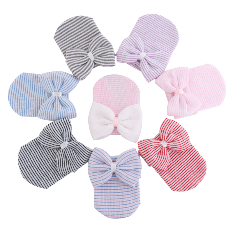 Amazon's new baby headgear striped knitt...