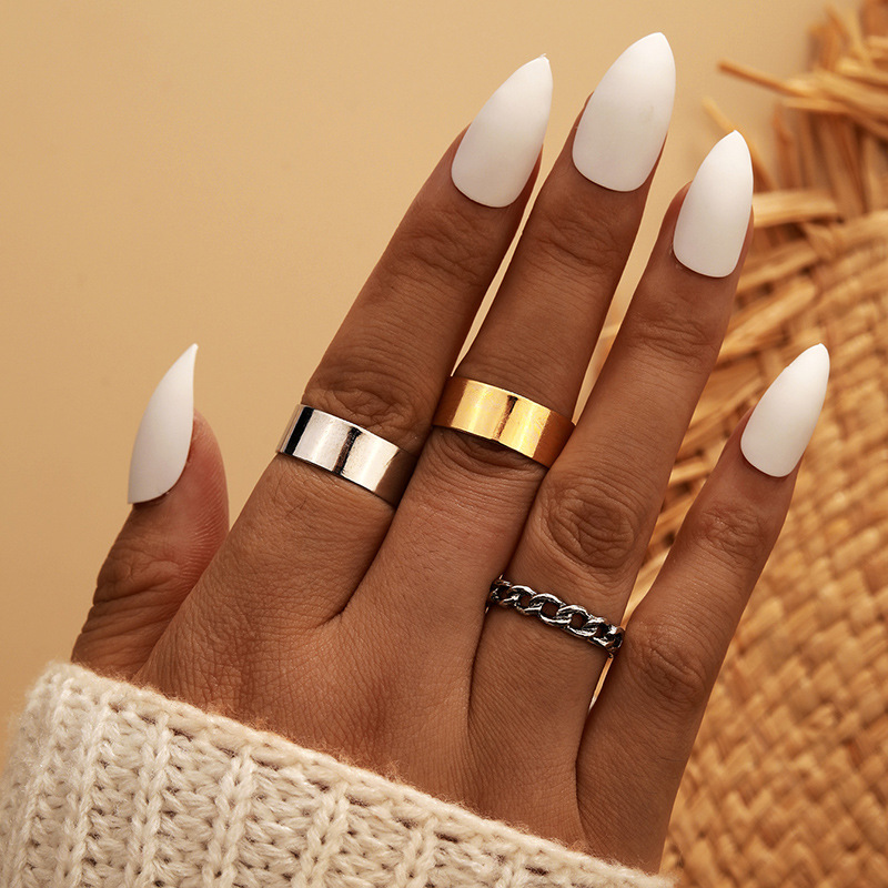 Simple Retro Gold Silver Alloy Ring 3-piece Set display picture 5