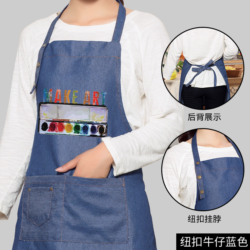 Simple pintura delantal mujer adulto estudiante de arte pintura al óleo antifouling casa sin mangas ropa de trabajo imprimible LOGO