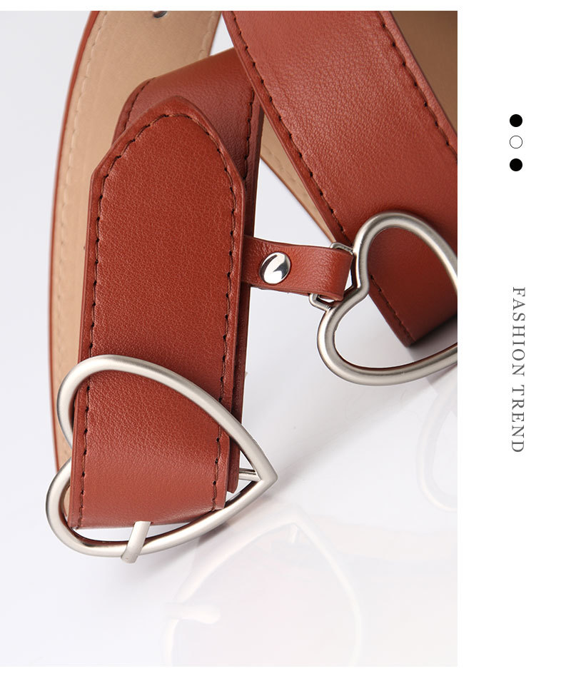 100g Weight Alloy Material Heart Pattern Women'S Gender Basic Style Coffee, White, Red, Camel, Black Color New Love Pin Buckle Belt Simple Fashion All-match Heart-shaped Hanging Decorative Women's Belt Wholesale 9