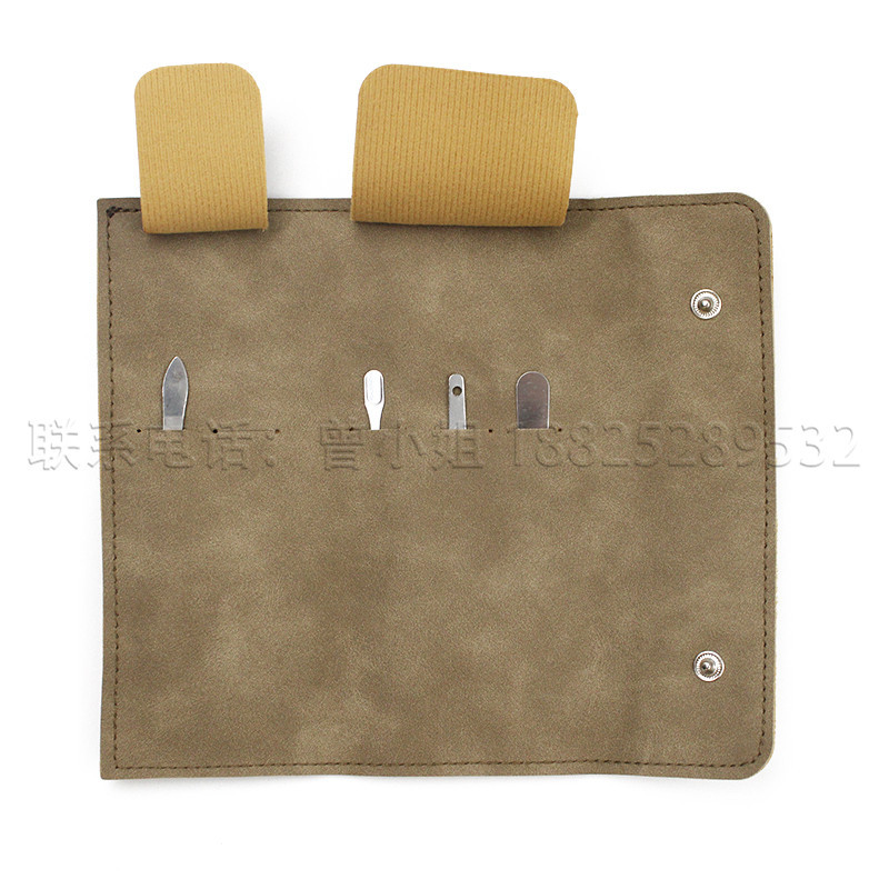 工厂定制批发 美甲镊子剪刀指甲锉工具收纳皮套 修眉工具PU卷包