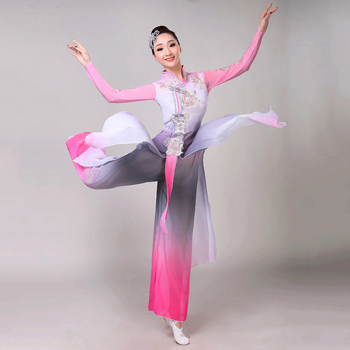Chinese Folk Dance Dress Flower falling classic dance performance dress female elegant national elegant Fan Dance Dress