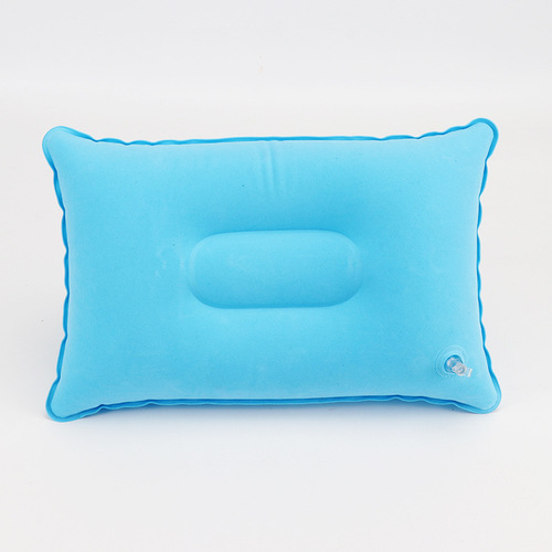 户外旅行便携充气枕  旅游露营植绒长方形充气枕头PVC午睡方型枕