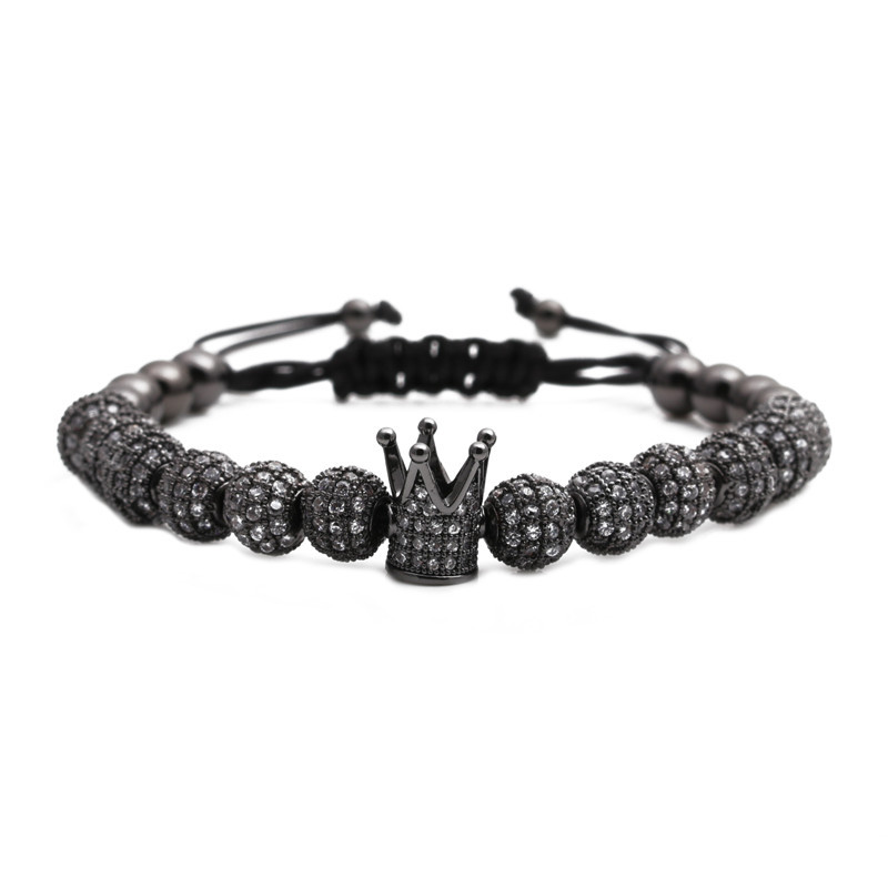 Pulsera Ajustable Tejida Con Corona De Diamantes Y Circonitas Con Micro Incrustaciones display picture 5