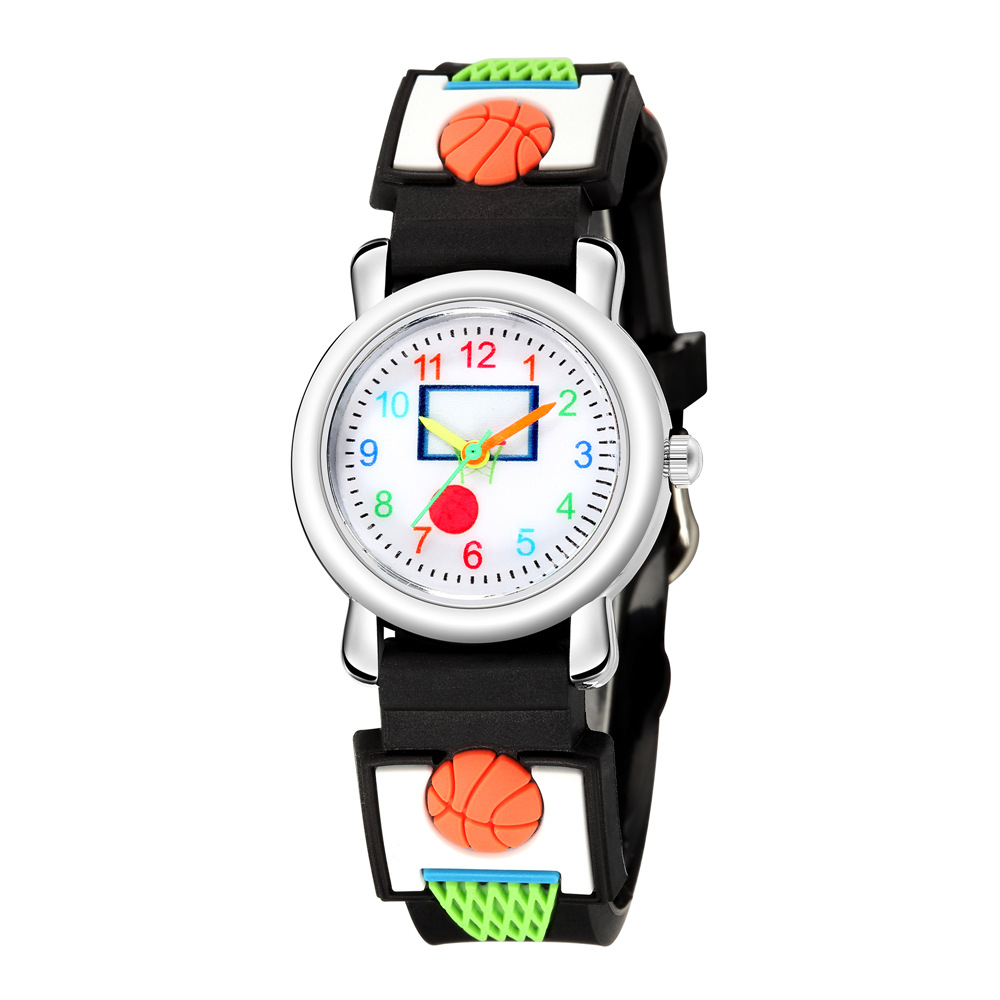 Reloj Para Niños En Relieve 3d Patrón De Baloncesto Reloj Deportivo Para Estudiantes Reloj Deportivo Elemental Nihaojewelry Al Por Mayor display picture 7