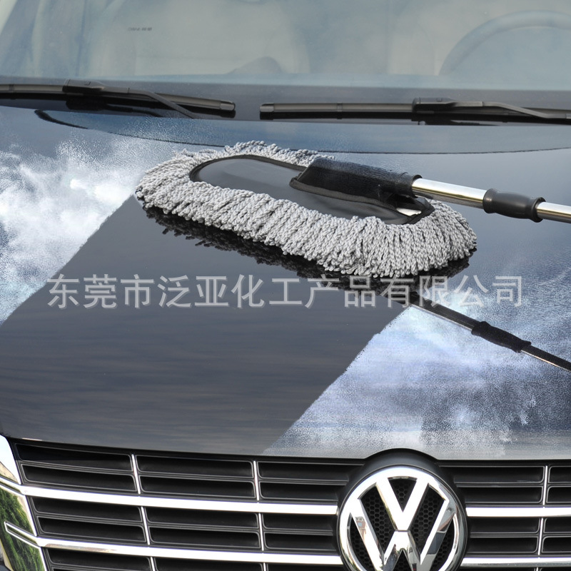厂家直销卡饰社长柄伸缩洗车拖把擦车刷子纤维除尘掸子汽车蜡拖