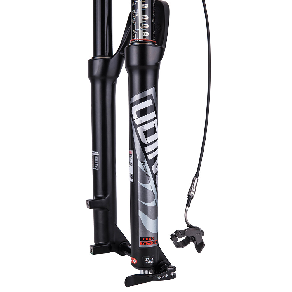 Bicicleta de montaña horquilla delantera 27,5 Taper tubo de control de alambre barril eje carrera 140 aleación de magnesio tenedor de aire con cerradura horquilla delantera