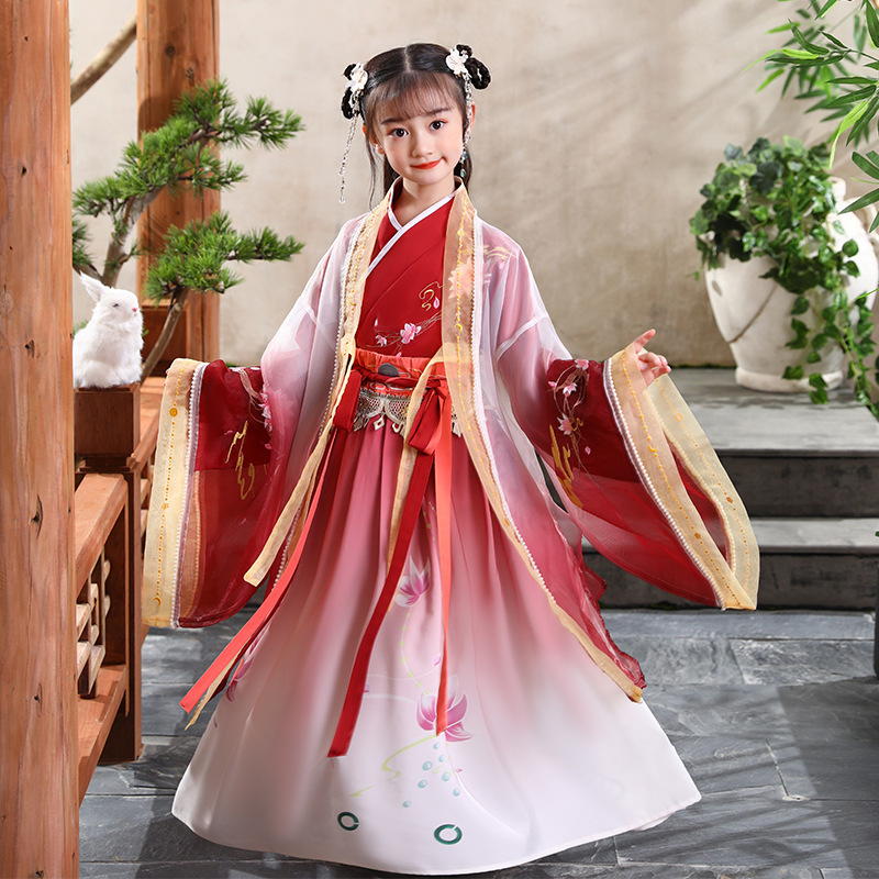 Children Chinese Hanfu fairy dress fairy elegant super fairy children Xianyi Ru skirt ancient girl princess skirt