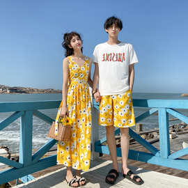 沙滩情侣装巴厘岛度假蜜月套装女夏超仙大码海边旅游拍照衣服夏装