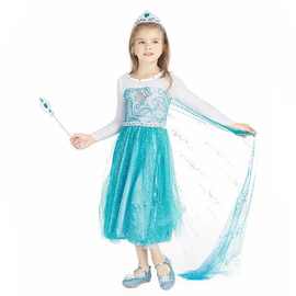 2021冰雪奇缘公主裙万圣节礼服儿童裙连衣裙长袖Frozen披纱礼服裙