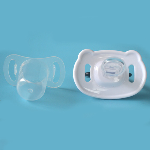 Infant Silicone Soothing Pacifier with Lid, Panda Cartoon Print Shape, Sleepy Play Mouth Round Flat Head, Factory Wholesale