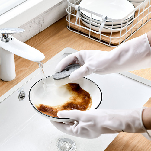Kitchen Dishwashing Gloves Women's Extended Laundry Brush Bowl Housekeeping Cleaning Rubber Nitrile Household Waterproof Durable Type