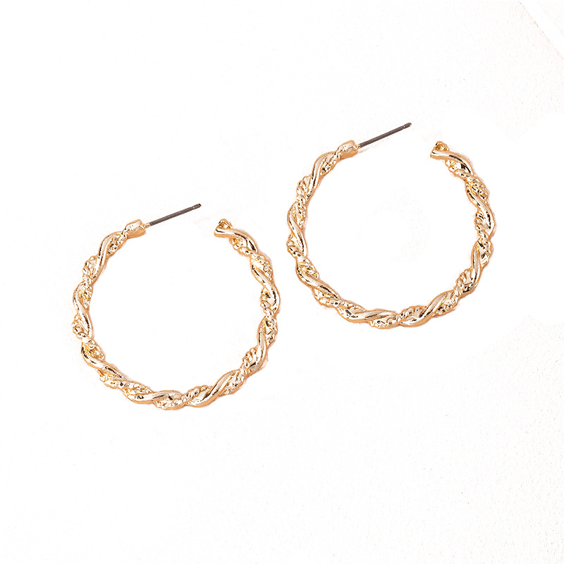 Korean New Exaggerated Twisted Geometric Round  Alloy Earrings Wholesale display picture 5