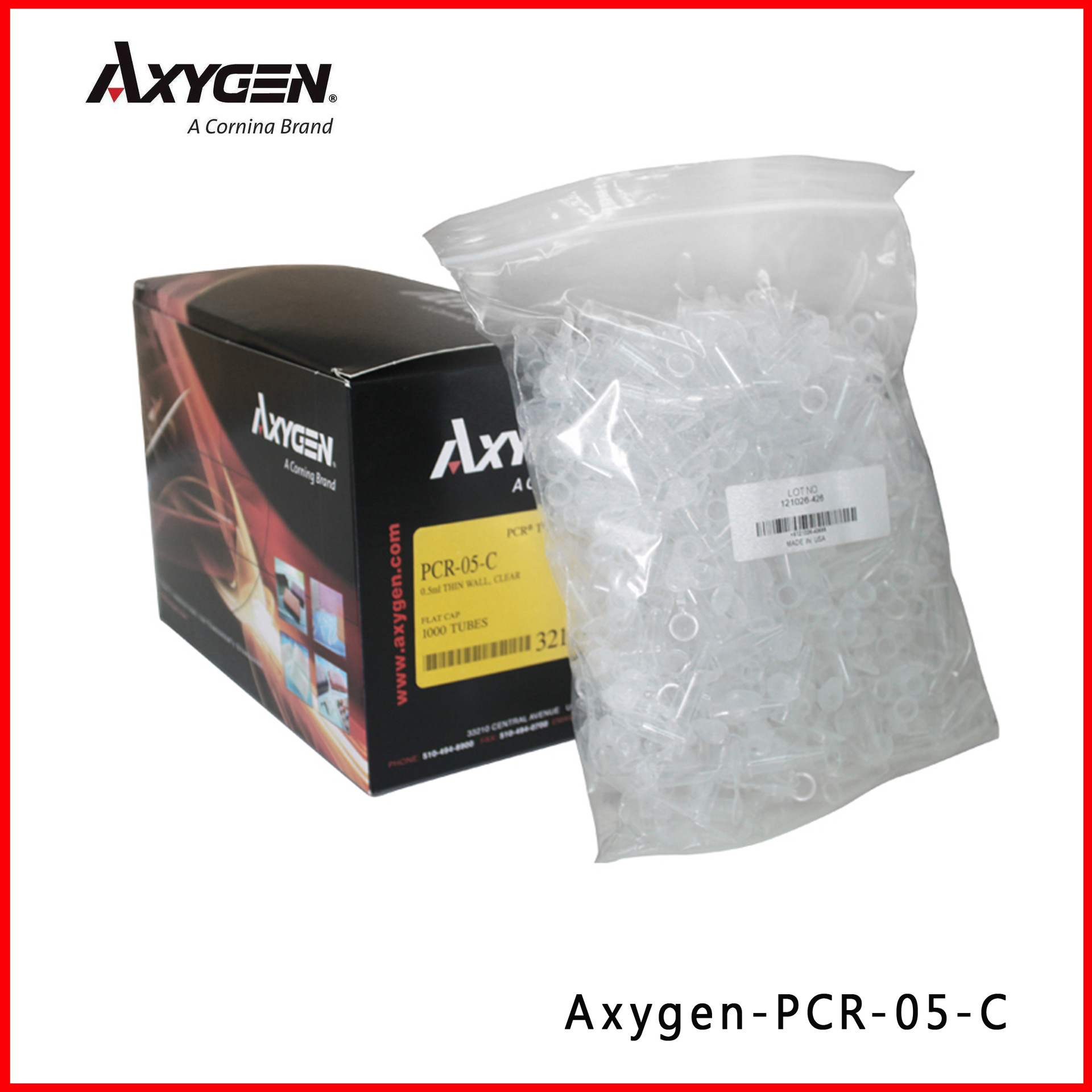 爱思进Axygen PCR-05-C 0.5ml平盖薄壁管 1000支/盒,10盒/箱