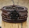 Retro bracelet, woven leather set, European style