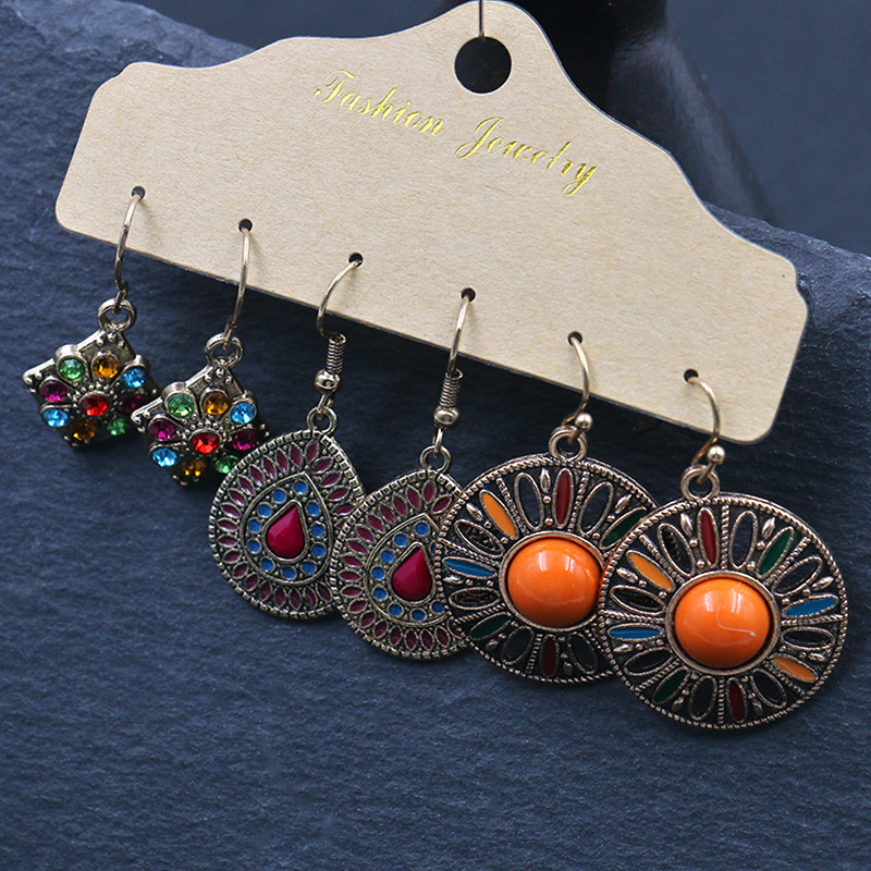 Plating Design 1 Set Bohemian Geometric Plating Alloy Drop Earrings