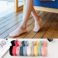 Spring and Summer New Fashionable Retro Invisible Women's Socks, Japanese Style, Plain Color 100% Cotton Children's Socks, Solid Color Crew Socks