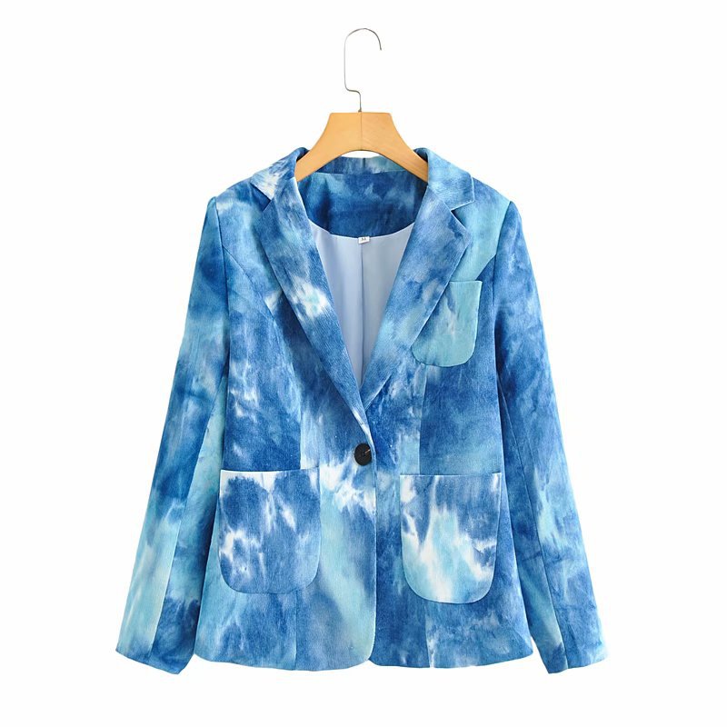 wholesale autumn corduroy tie-dye one button women s blazer  NSAM3610