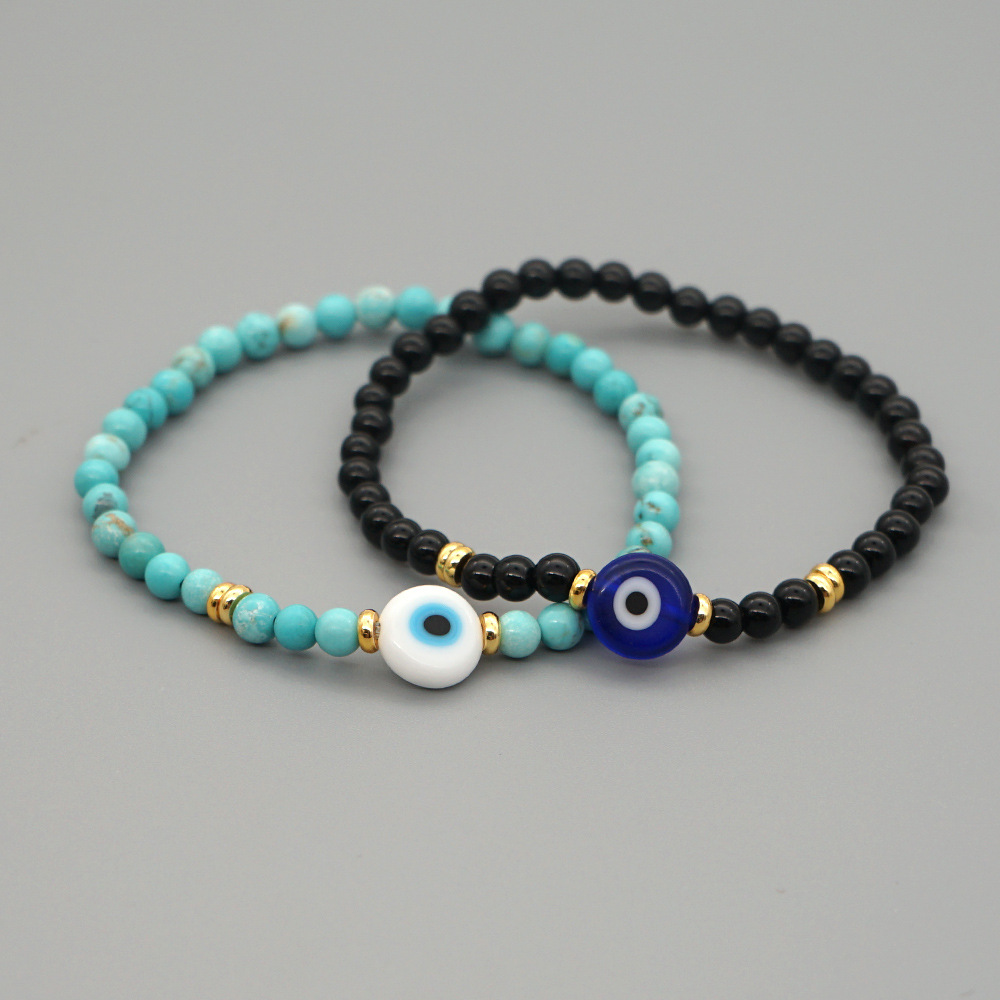 fashion semi-precious stones glazed demon eye bracelet
