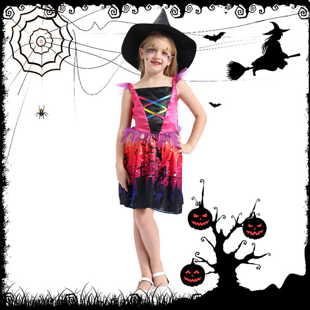 New children’s wear Halloween Carnival color little witch cute witch magic dress stage performance Costume