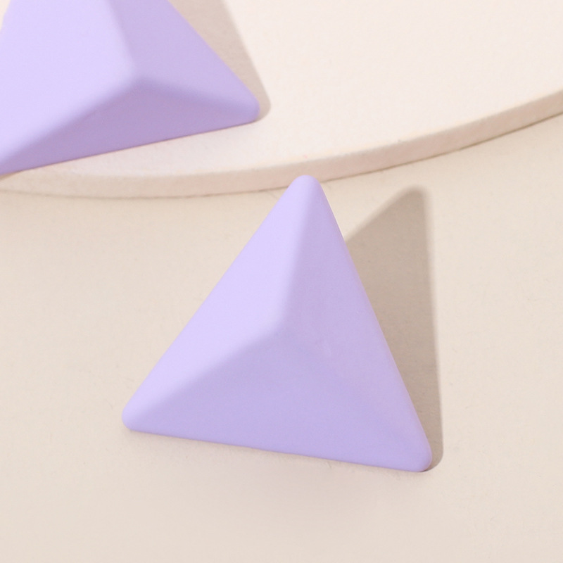 5g Weight Earrings Classification Housewarming, Anniversary, Business, Wedding, Travel, Birthday, Festival Occasion Geometric Pattern Women'S Gender Rose Red, Purple, Yellow Color New Style Purple Geometric Triangle Earrings Summer Bright Temperament Earrings Wholesale Nihaojewelry 6