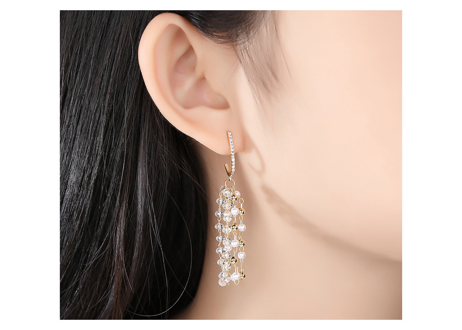 Fashion Korean  Temperament Fringed Banquet  Copper Earrings Wholesale Nihaojewelry display picture 3
