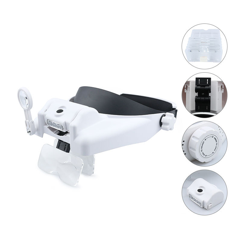 楚冠 头戴式带LED多功能放大镜 电子维修印章雕刻刺绣眉毛嫁接